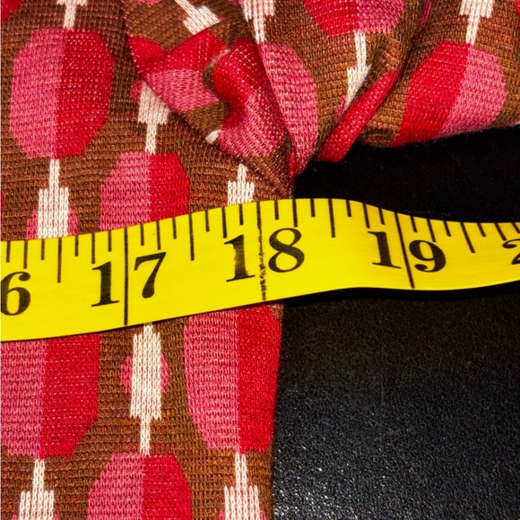 Zara Polo Sweater Women’s Large Red Pink Brown Geometric Long Sleeve Cropped - Picture 3 of 8